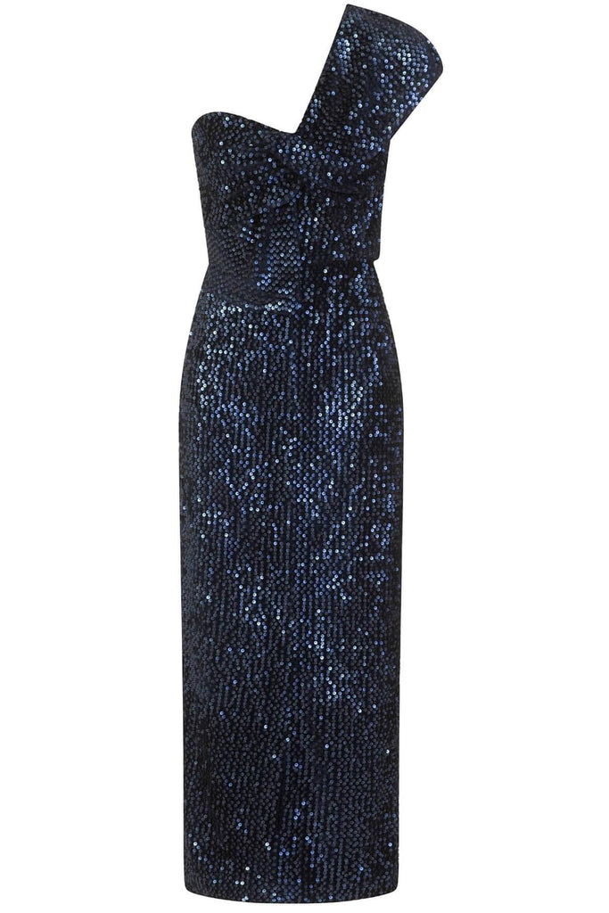 Velvet Sequin Twisted Detail Midi Dress - Lavish Alice