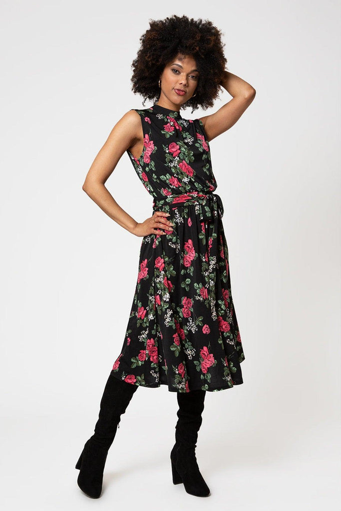 Mindy Dress in Ruby Rose Black - Leota