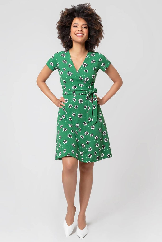 Perfect Wrap Cap Sleeve Dress in Flowers and Dots - Leota