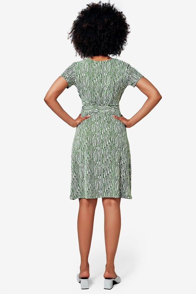 Perfect Wrap Cap Sleeve Dress in Garden Green - Leota
