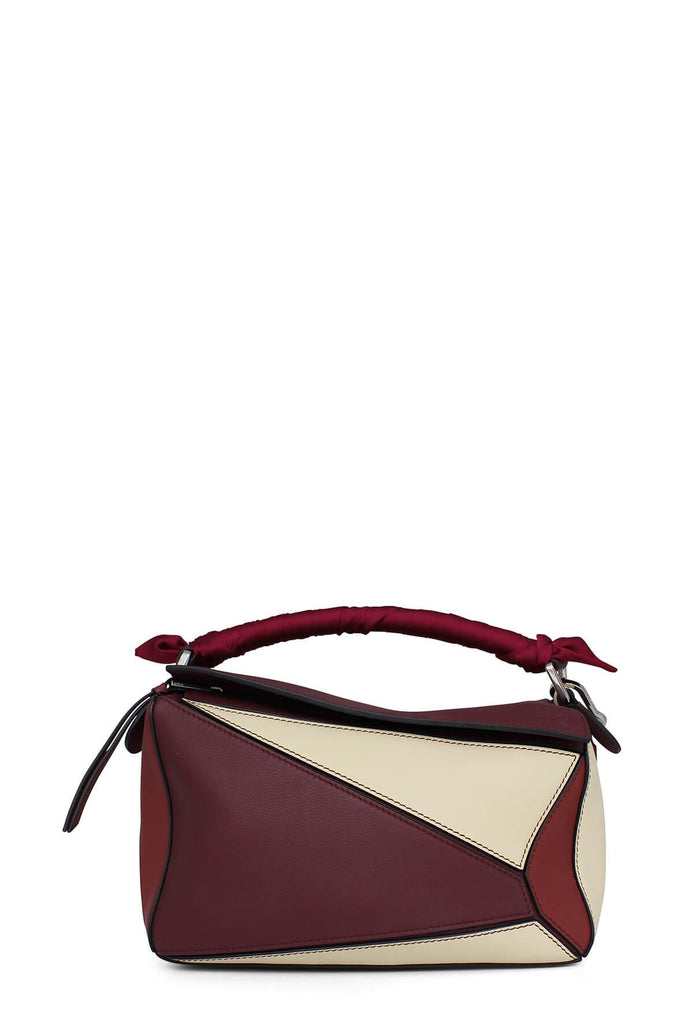 Small Puzzle Bag Maroon Cream with Handle Wrap - Loewe