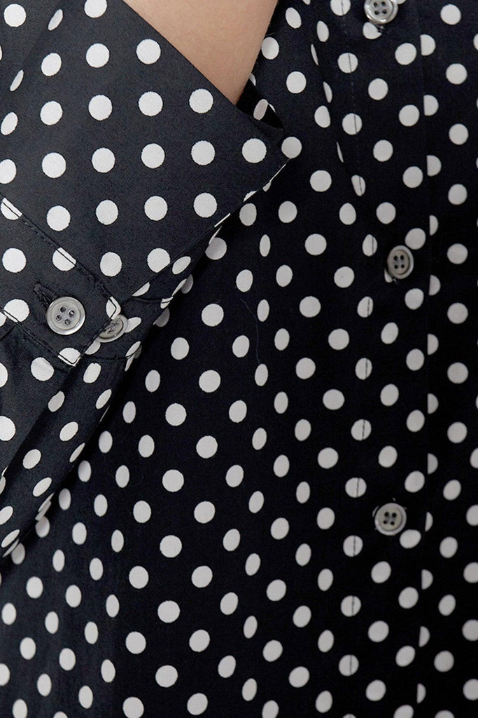 Cotton Maxi Shirt Dress in Polka Dot Print - Maison Wu