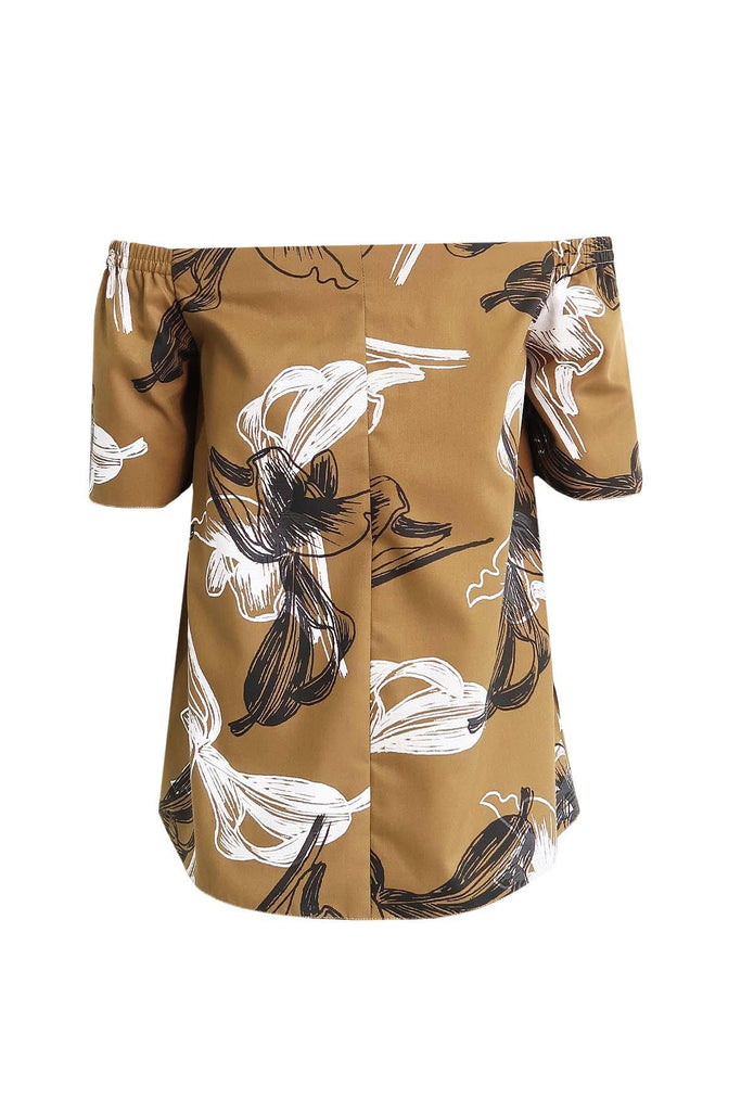 Orchid-print Dree Olive Top - Mier