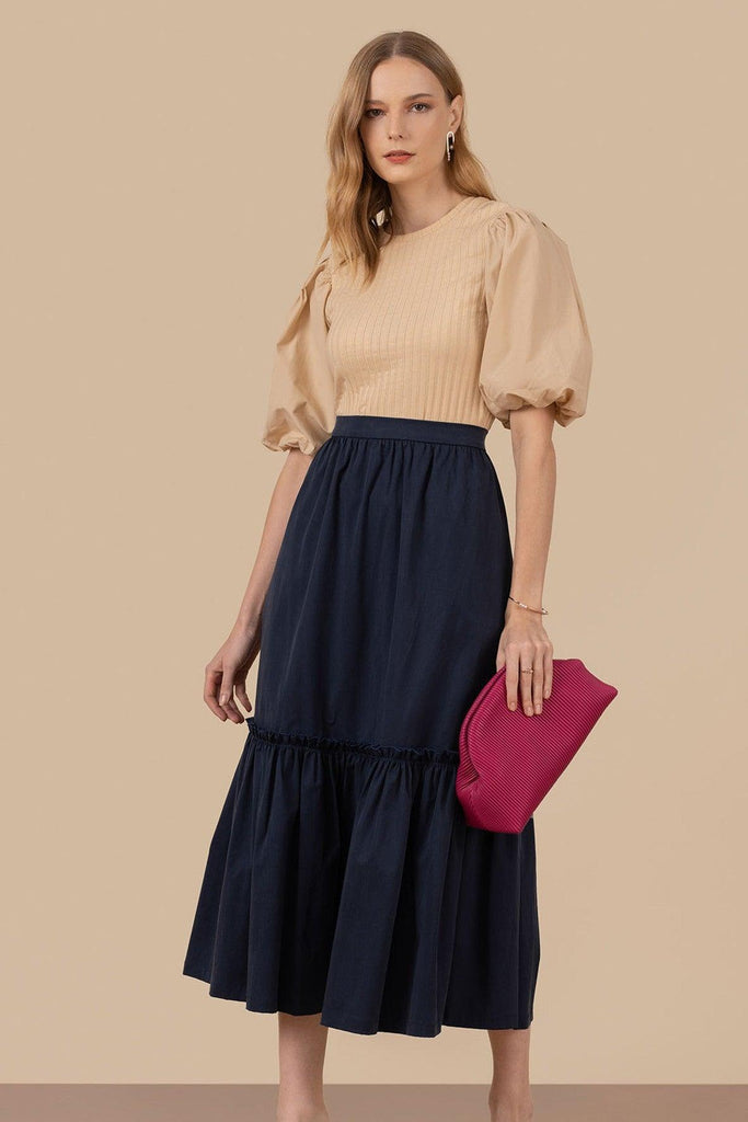 A Case of You Tiered Skirt in Dark Blue - Minor Miracles