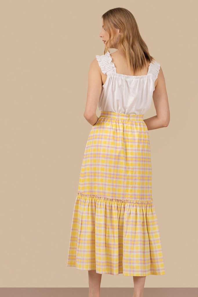 A Case of You Tiered Skirt in Yellow Checks - Minor Miracles