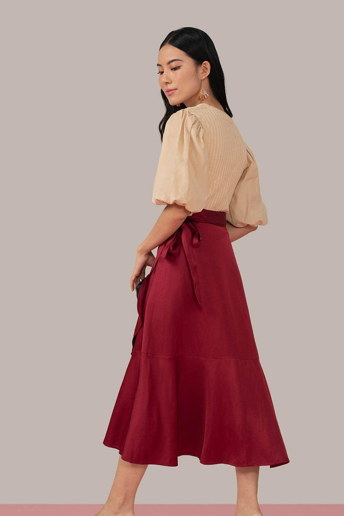 Jolene Wrap Skirt in Cherry - Minor Miracles