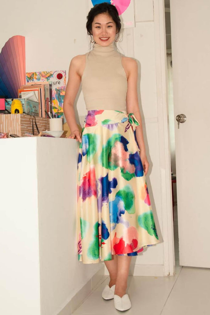 No Excuses Wrap Skirt Cauliflower Watercolor - Minor Miracles