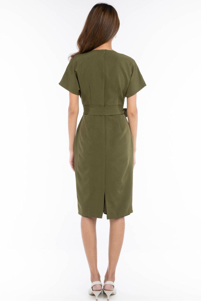 Kimono Sleeve Shift Dress with Belt Green - Mint Ooak x Style Theory
