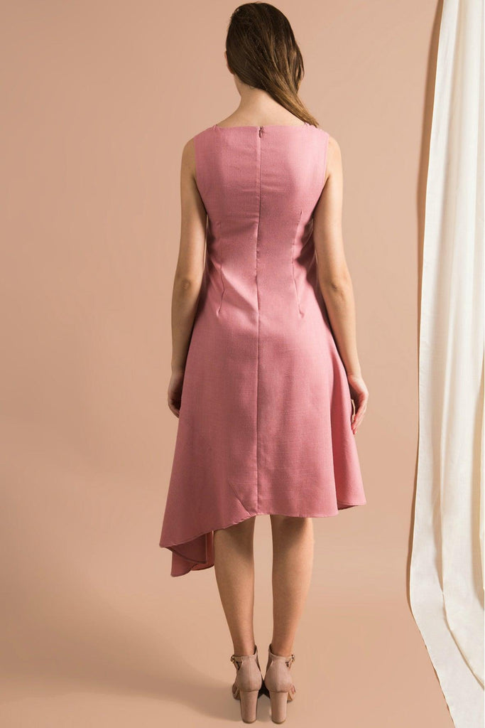 Panel Asymmetric Hem Dress Pink - Mi.re