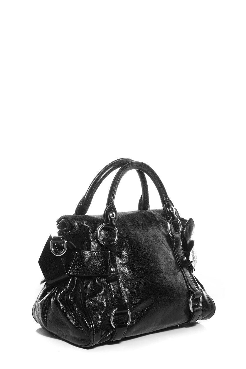 MIU MIU Vitello Lux Bow Bag Black 1195781