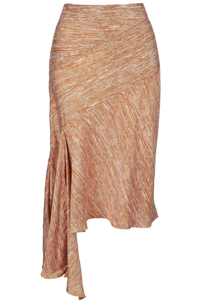 Asymmetrical Midi Skirt in Rust Orange - Moon River