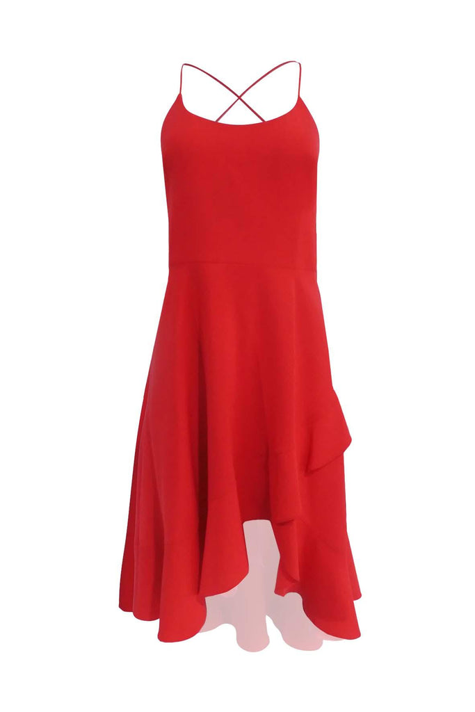 Red Sleeveless Layered Dress - Black Halo