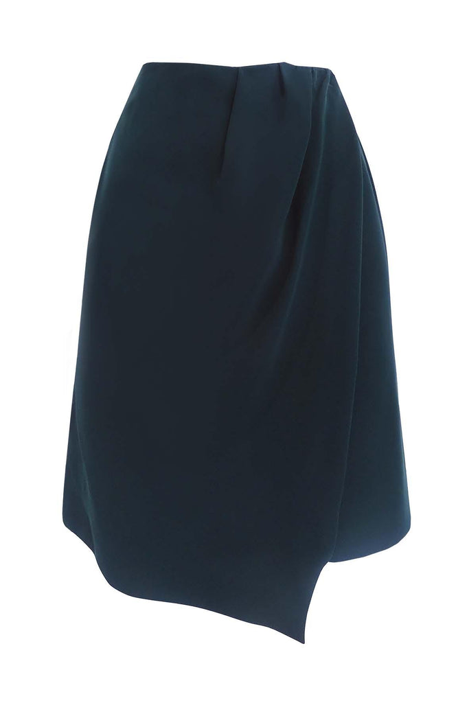 Double-Layered Dark Teal Midi Skirt - Carven