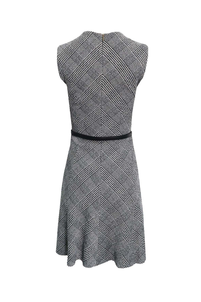 Black & White Knitted Tank Dress With Belt - Dkny