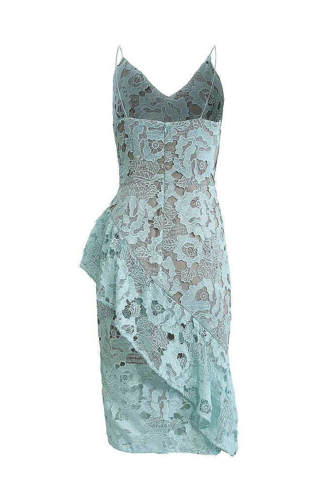 Mint Floral Laced Dress With Beige Lining - Cooper St