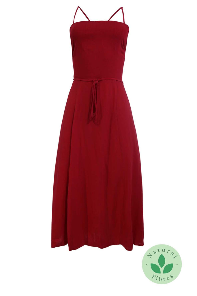Back Shoelaced Red Dress - Moon River