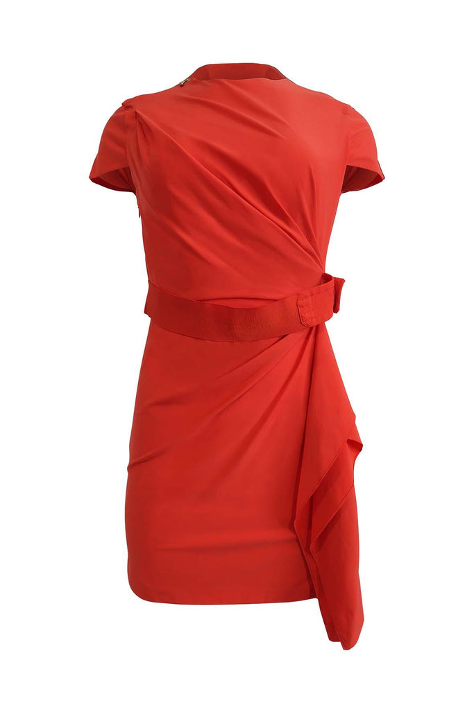 Orange Mini Ruffled Dress With Belt - Diane Von Furstenberg