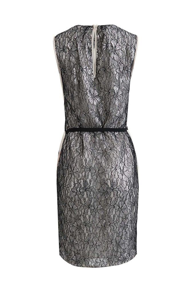 Off-white Tank Dress With Metallic Lace - By Malene Birger