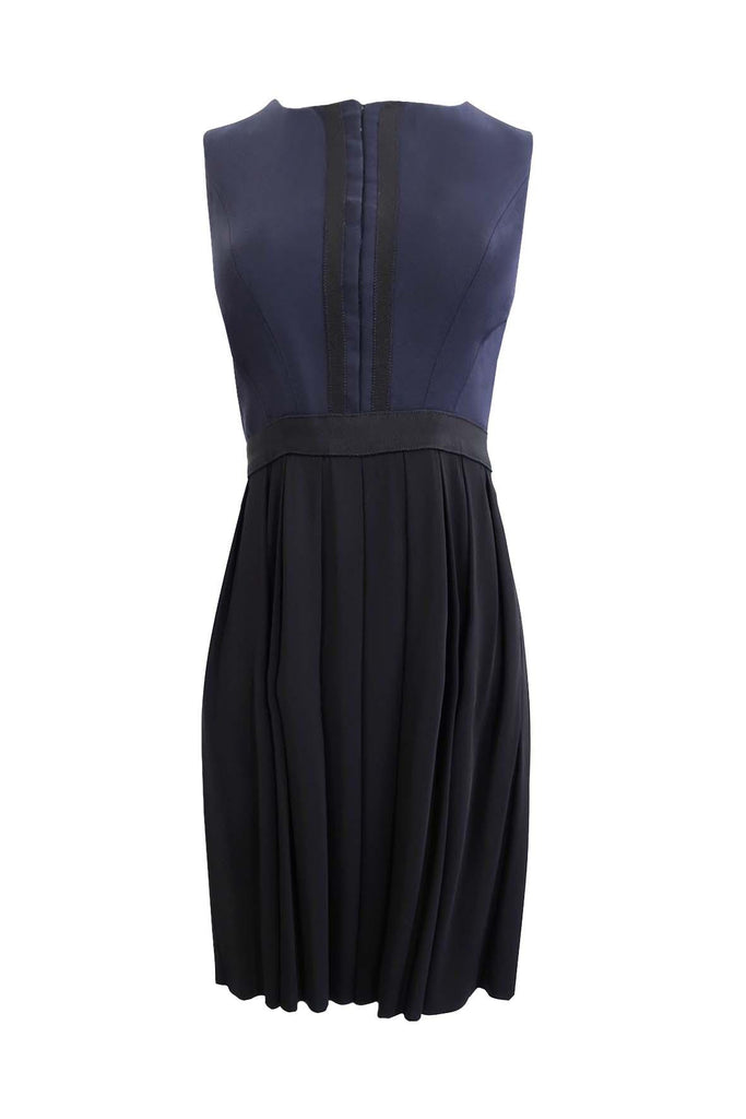 Black & Navy Sleeveless Pleated Dress - Tara Jarmon
