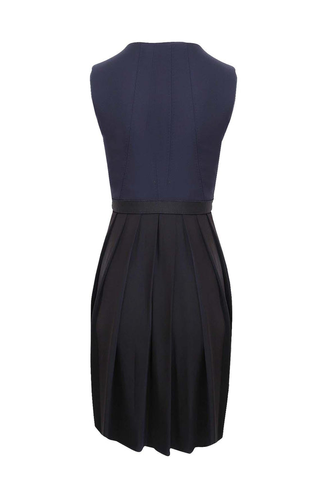 Black & Navy Sleeveless Pleated Dress - Tara Jarmon