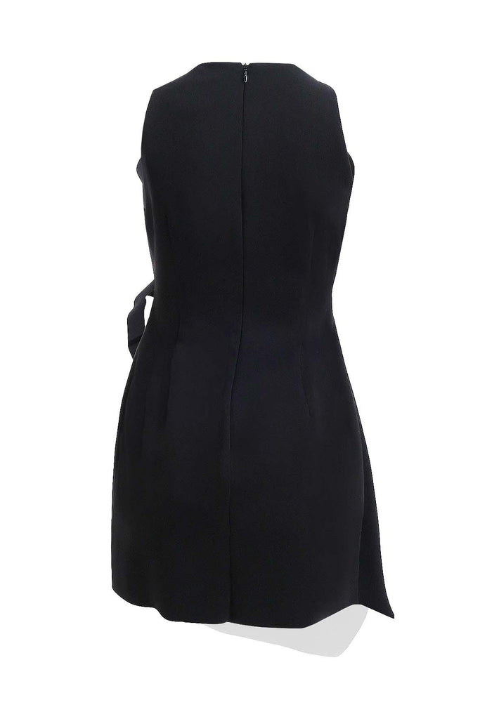 Black Scoop-neck Sleeveless Ruffled Mini Dress - Aijek