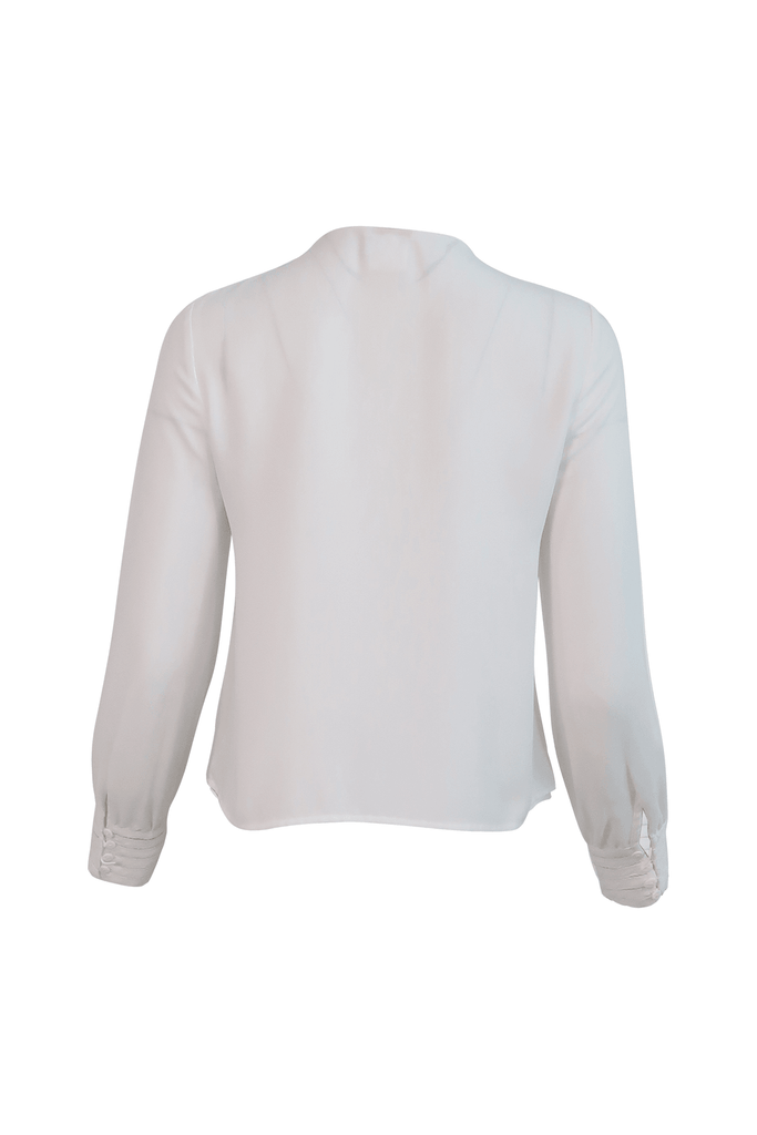 White Long Sleeve Top With Tie - Foxiedox