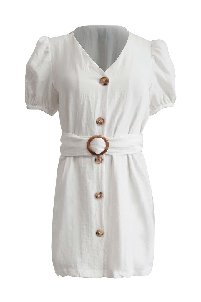 White V-Neck Dress - J.O.A.