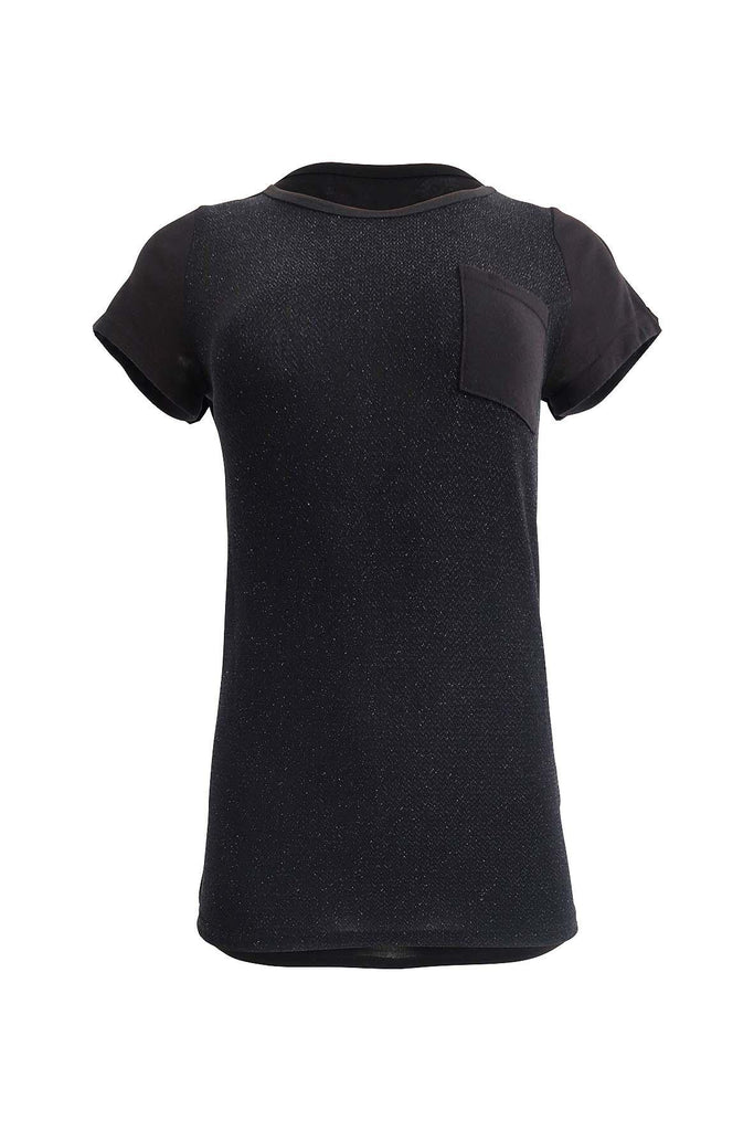 Black Shirt With Front Glitter - Lotini