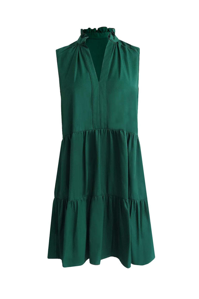 Green Ruffled V-Neck Dress - Amanda Uprichard