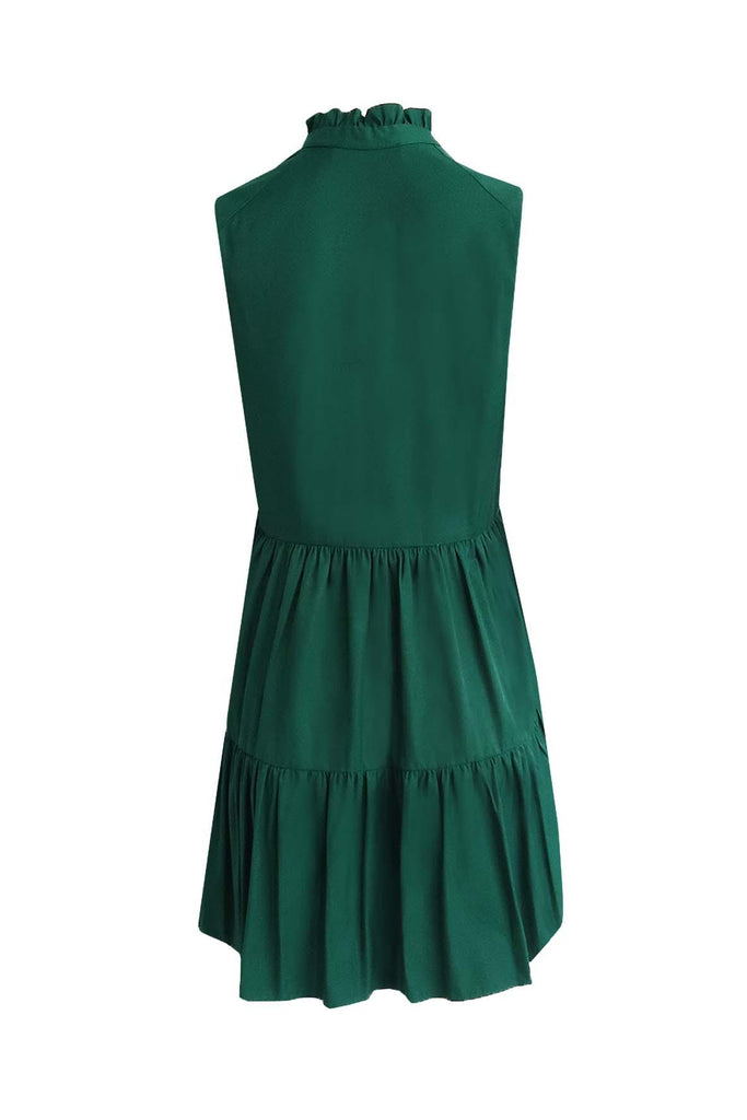 Green Ruffled V-Neck Dress - Amanda Uprichard