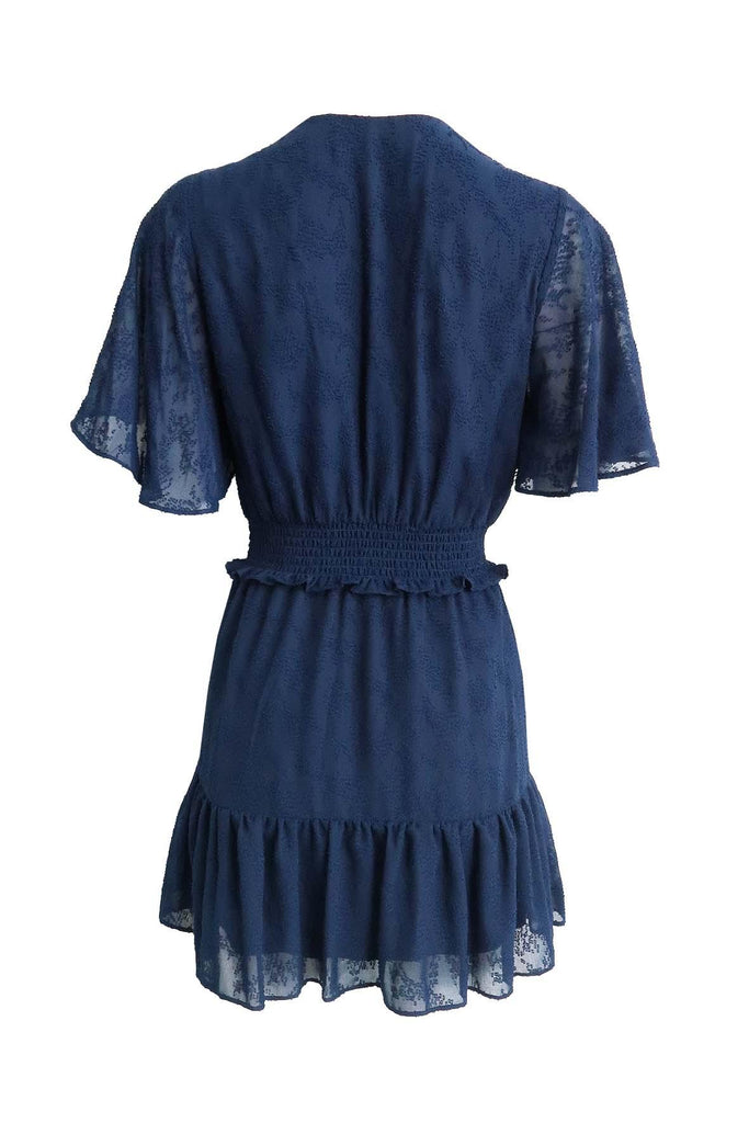 Navy V-Neck Textured Dress - Amanda Uprichard
