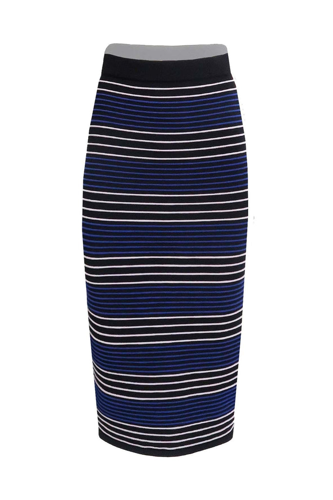 Black Maxi Skirt With Blue & White Stripes - Dion Lee