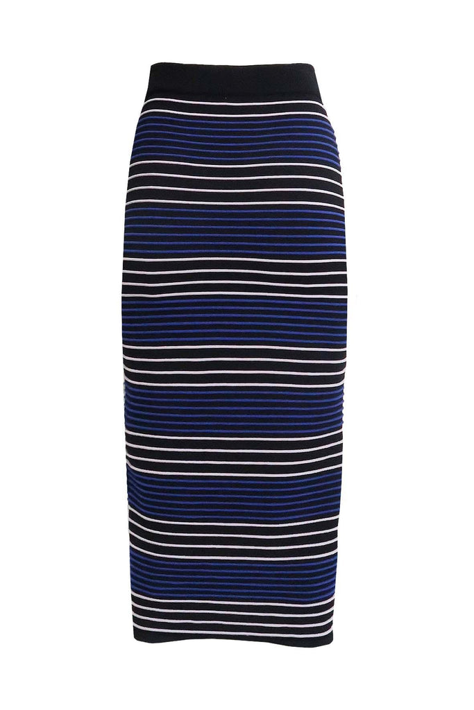 Black Maxi Skirt With Blue & White Stripes - Dion Lee