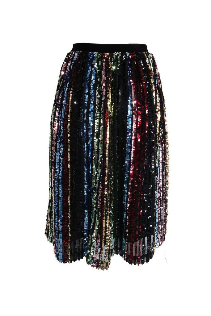 Black Skirt WIth Multicolor Metallic Embellishments - J.O.A.