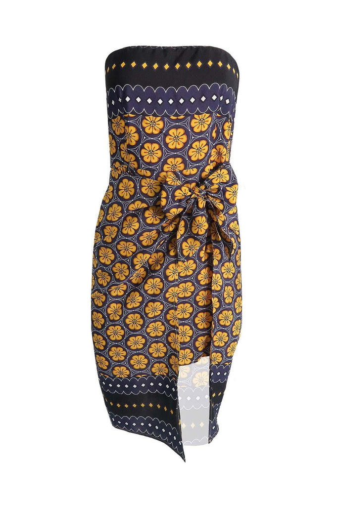 Multicolour Navy Tube Dress With Floral Prints - J.O.A.