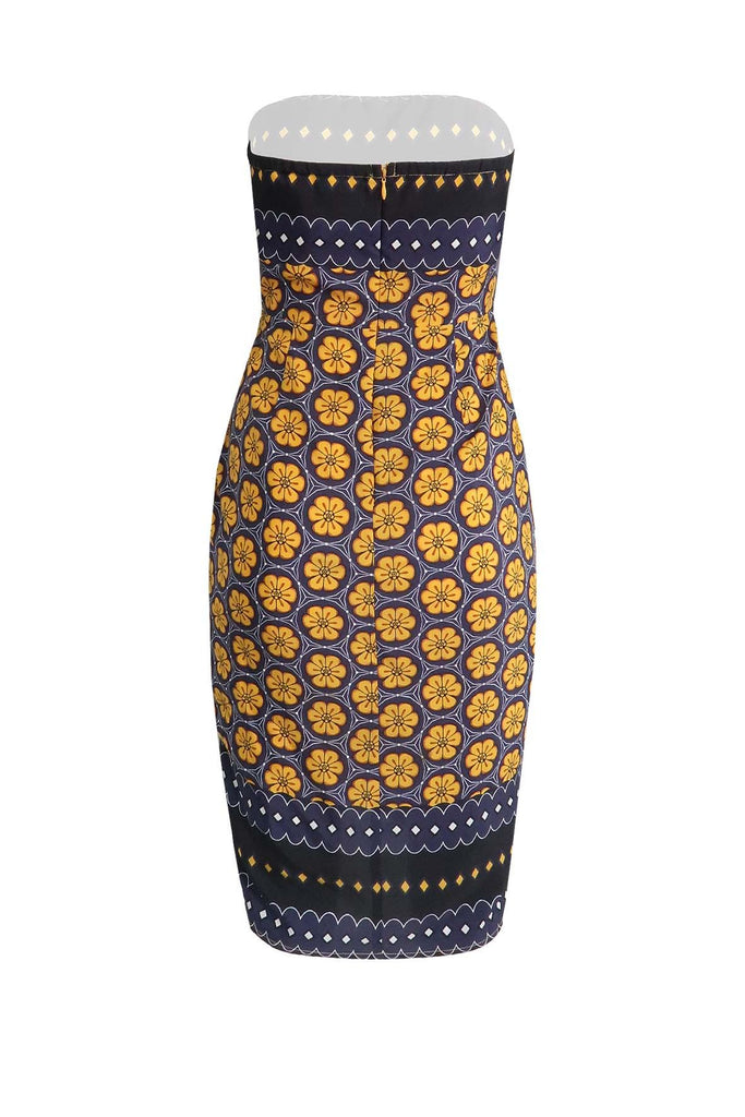 Multicolour Navy Tube Dress With Floral Prints - J.O.A.