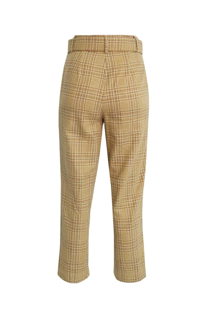 Yellow Checkered Pant With Belt - Moon River