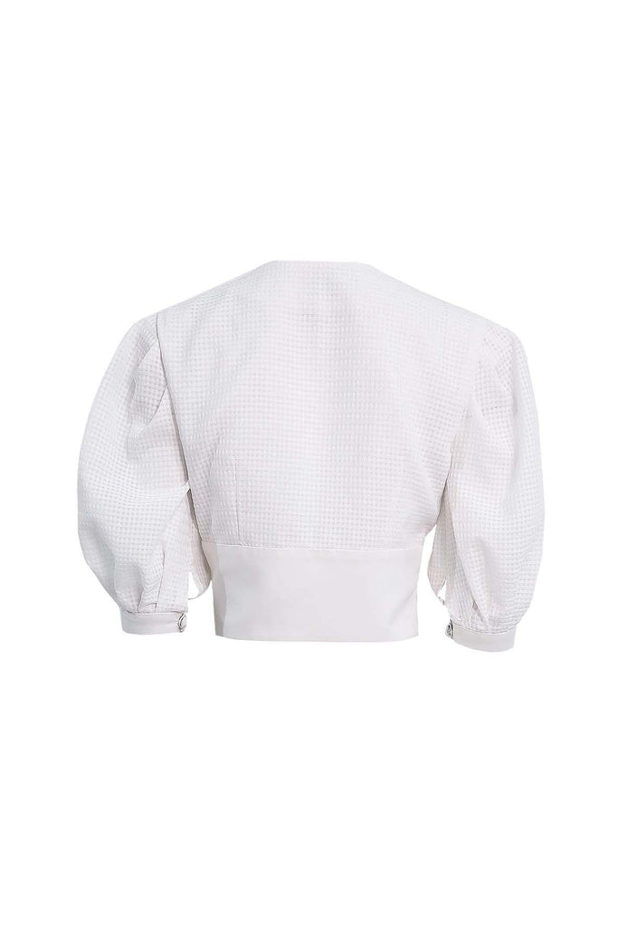White Woven Button-Up Top - Creme De La Creme