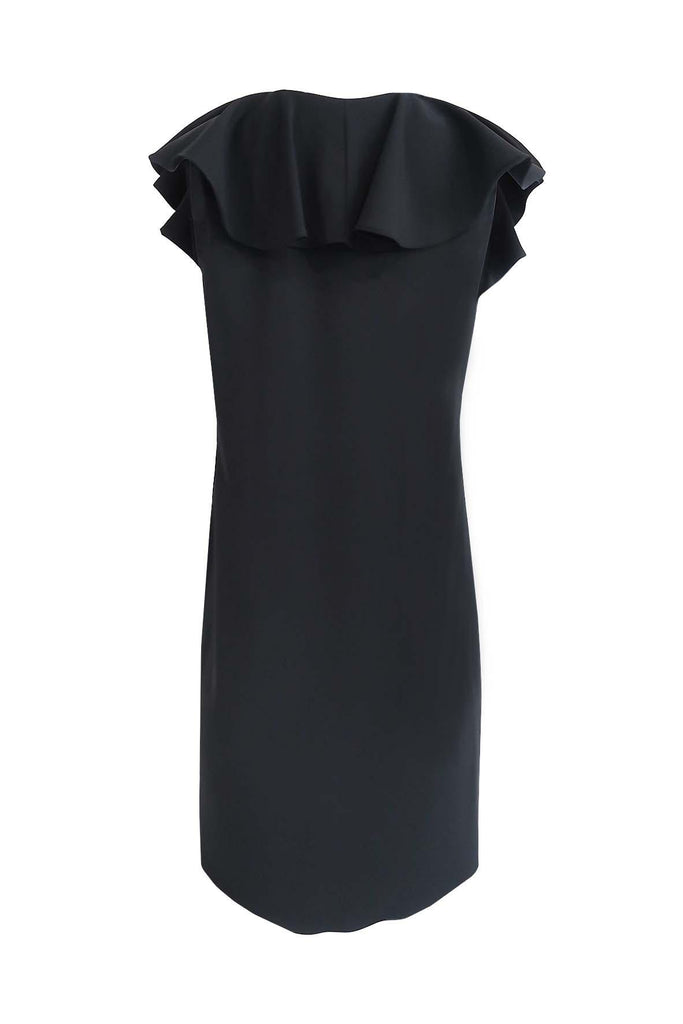 Black V-Neck Ruffle Dress - Amanda Uprichard