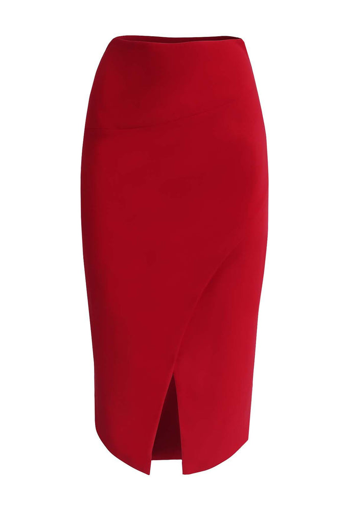 Bright Red Wrap Skirt - Black Halo
