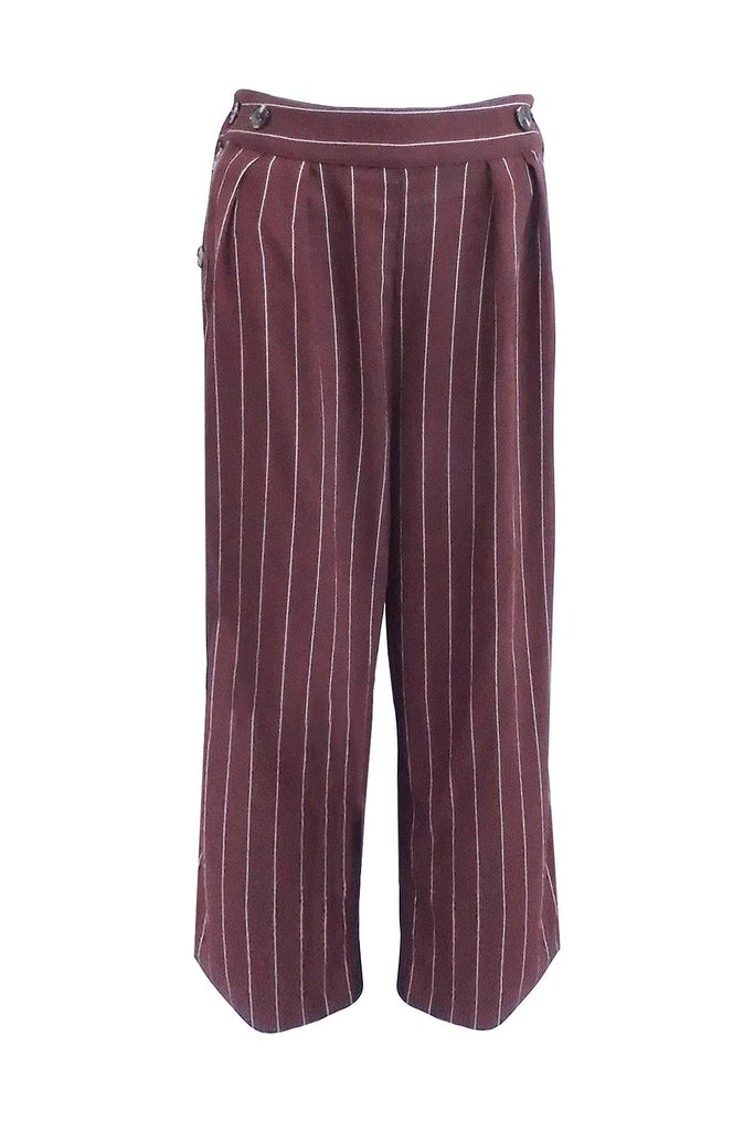 White Stripe Brown Wide Pants - J.O.A.