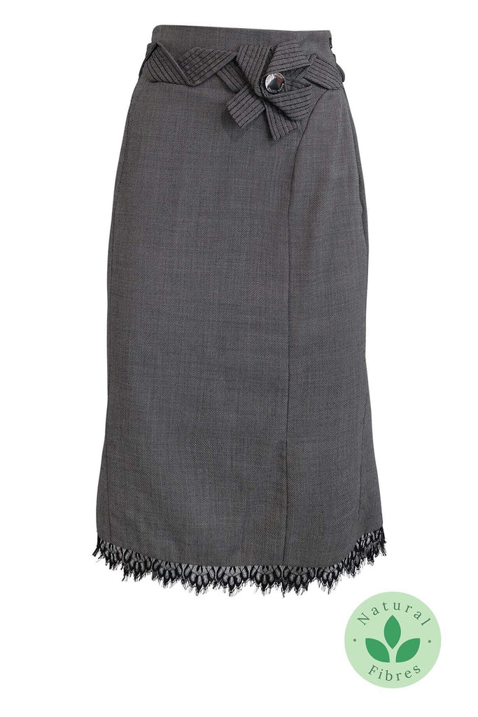 Grey Skirt With Ribbon And Lace - Karen Millen
