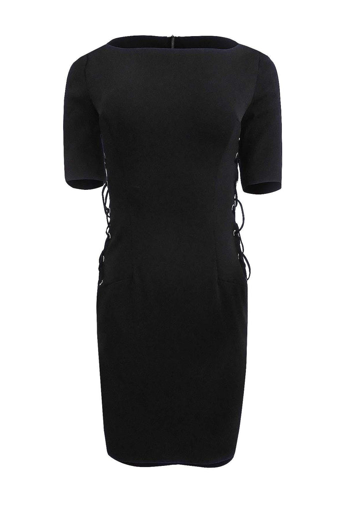 Side Shoe Lace Black Dress - Adrianna Papell