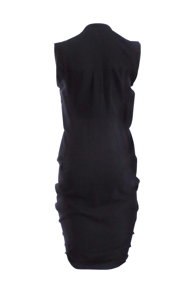 Black Button-Up Ruched Dress - Aijek