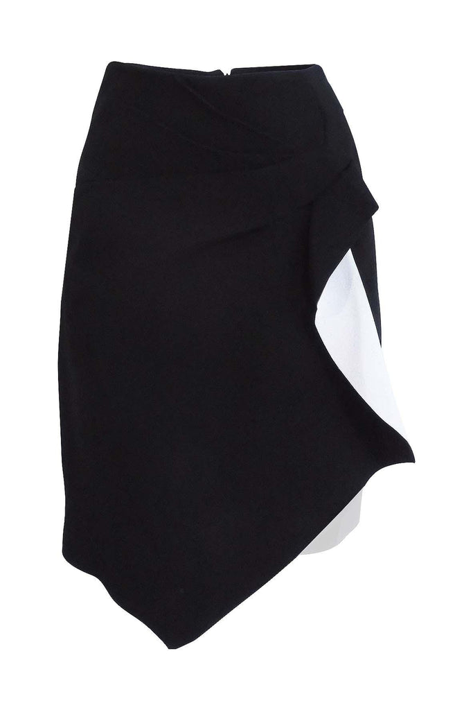 Pleated Black And White Asymmetrical Skirt - Aijek