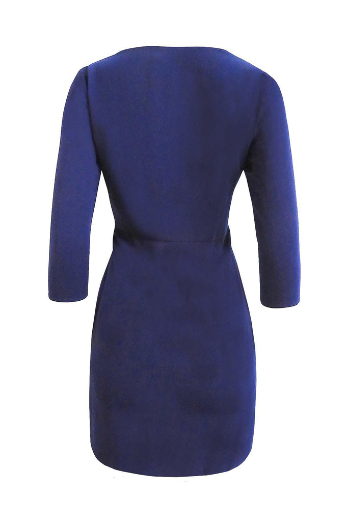 V-Neck Dark Blue Dress - Aijek