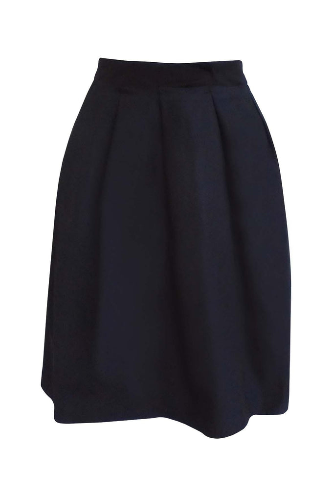 Navy Pleated Midi Skirt - Anteprima