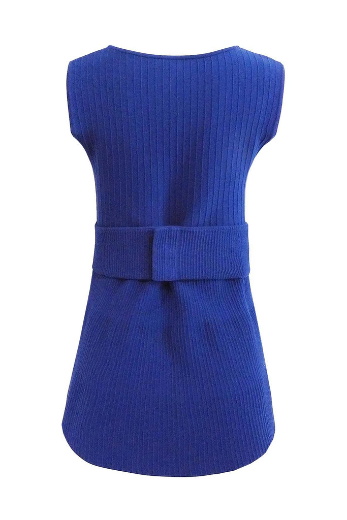 Dark Blue Pleated Dress With Belt - Anteprima