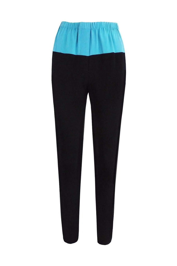 Teal And Black Pant With White Lining - Phillip Kim