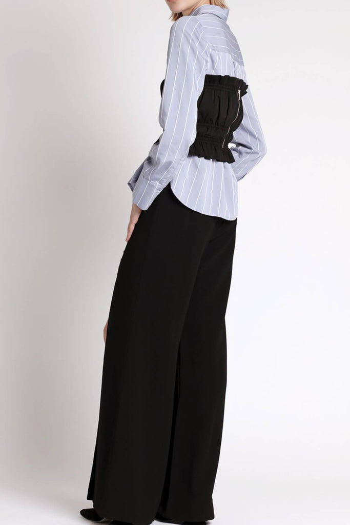 Pearl Embellished Front Slit Pants in Black - N12H